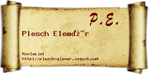 Plesch Elemér névjegykártya